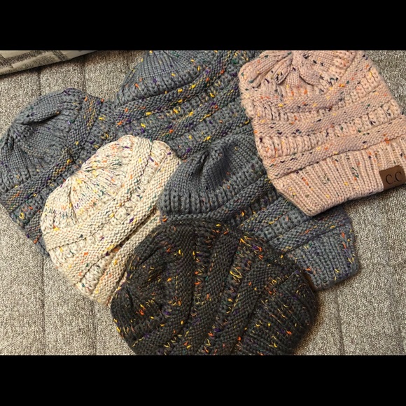 C.C. Confetti Beanie Cable Knit Taupe Hat!!! - Picture 3 of 3